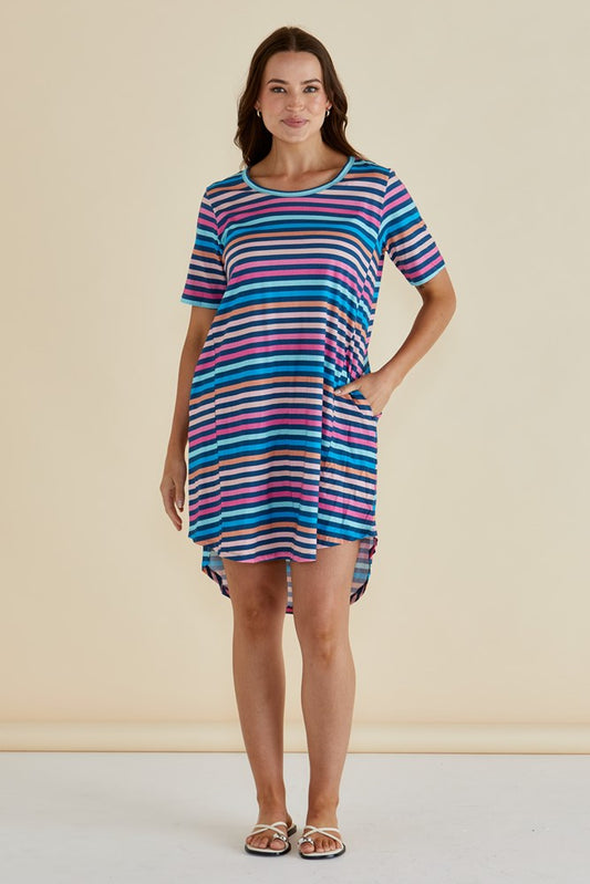 Nyree Dress - Multi Stripe Navy