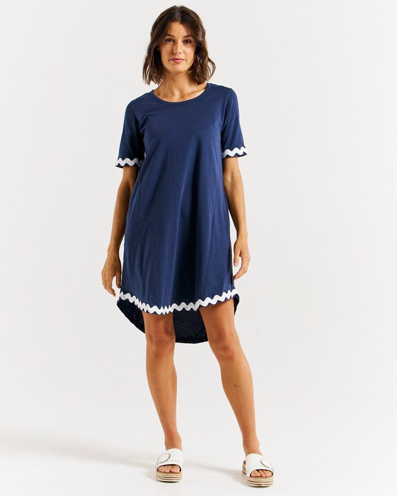 Nyree Dress - Navy / White Ric Rac