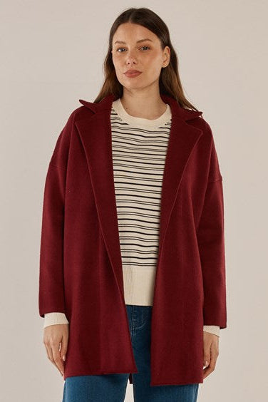 Bristol Coatigan - Burgandy Red - Catani Clothing