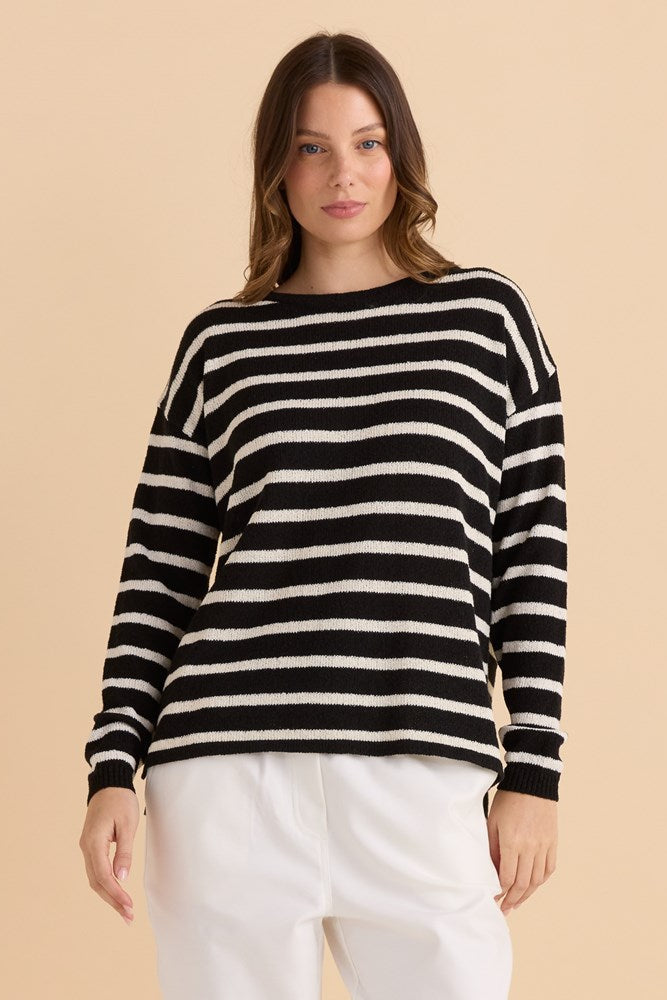 Bradford Knit Top - Cream Black - Catani Clothing
