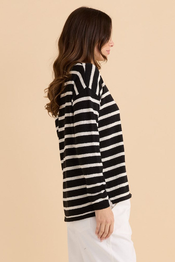 Bradford Knit Top - Cream Black - Catani Clothing