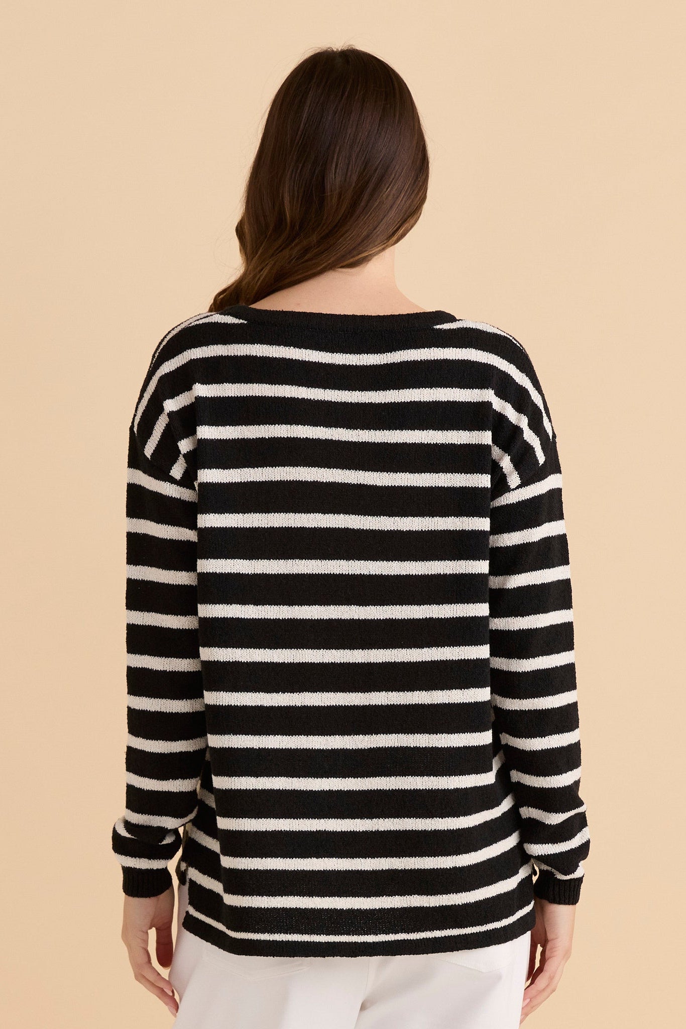 Bradford Knit Top - Cream Black - Catani Clothing