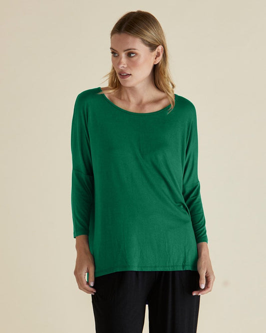 Milan 3/4 Sleeve Top - Emerald Green