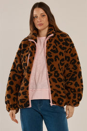Jayne Fleece Jacket - Animal / Pink Neutral - Catani Clothing