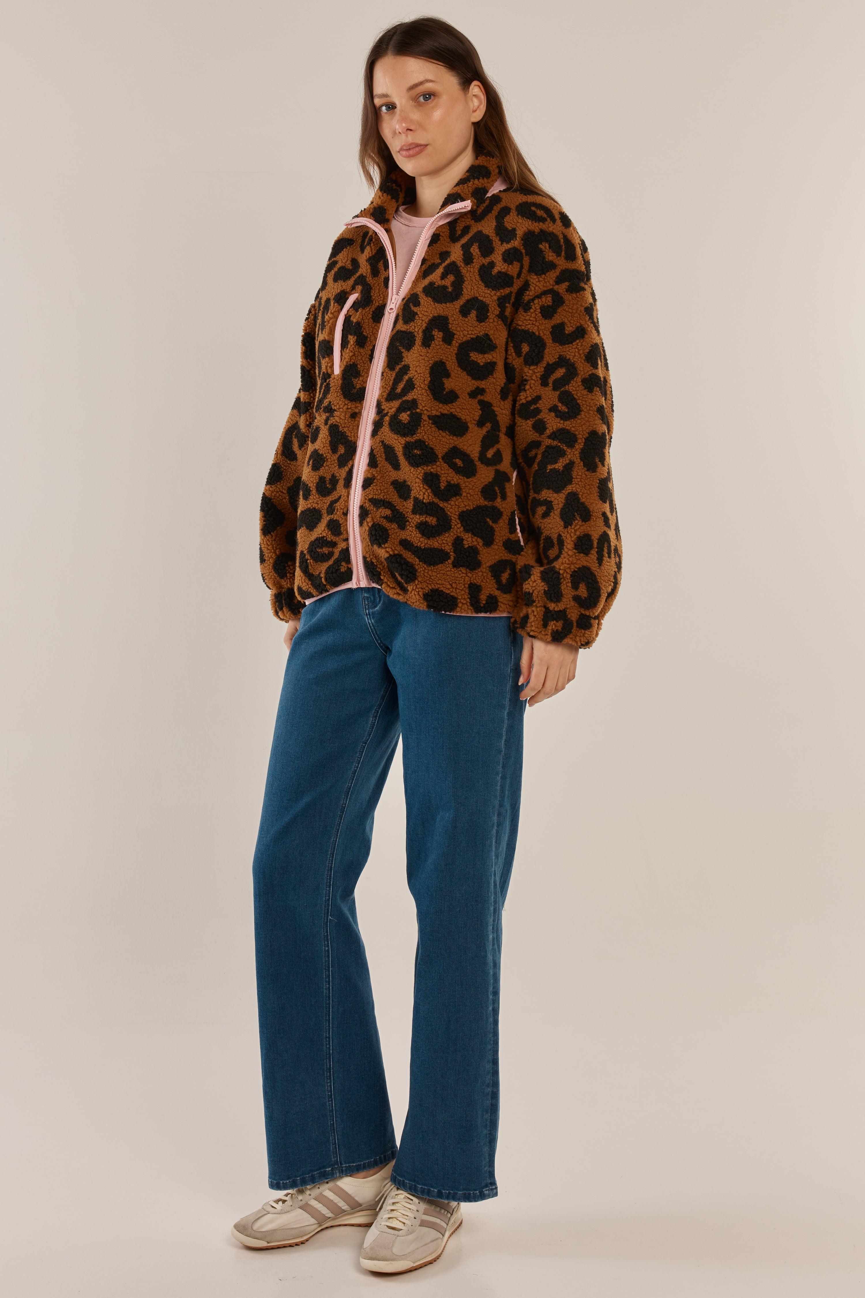 Jayne Fleece Jacket - Animal / Pink Neutral - Catani Clothing