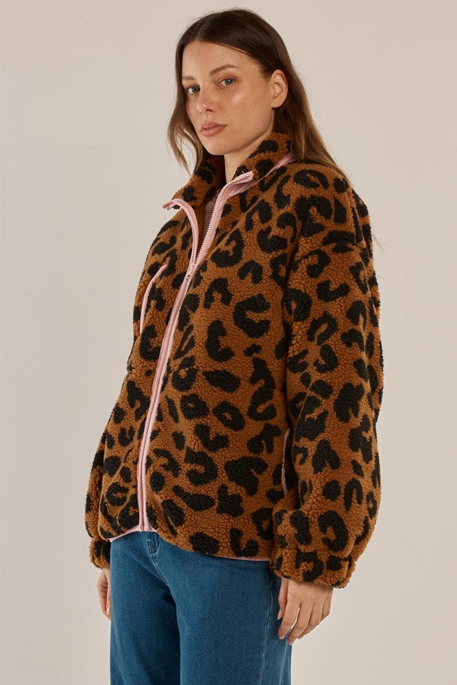 Jayne Fleece Jacket - Animal / Pink Neutral - Catani Clothing