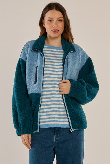 Jayne Fleece Jacket - Teal Green / Blue - Catani Clothing