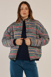 Finch Reversible Jacket - Rainbow Houndstooth / Black - Catani Clothing