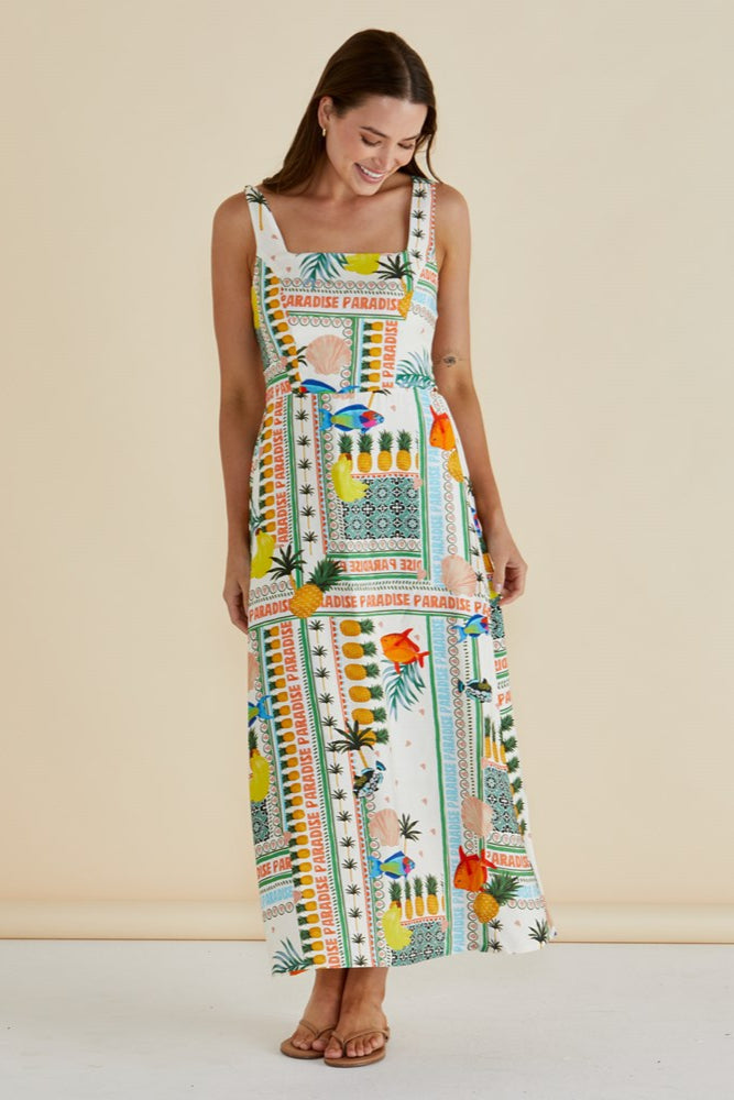 Tegan Midi Dress - Paradise Print Pink