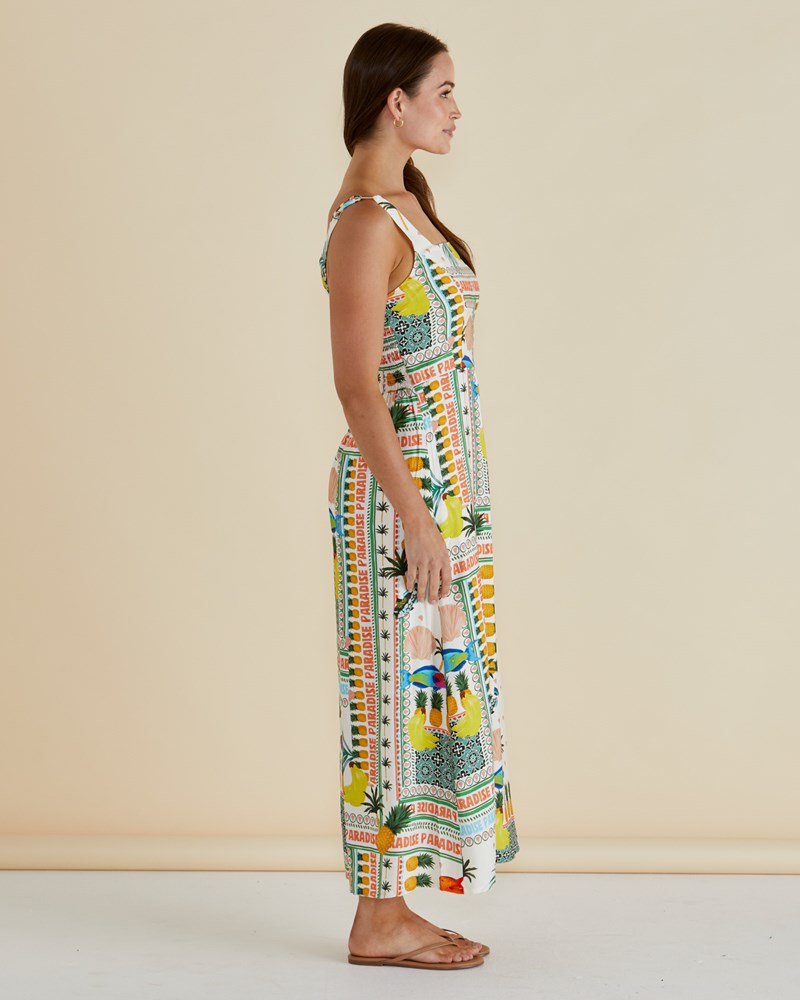 Tegan Midi Dress - Paradise Print Pink