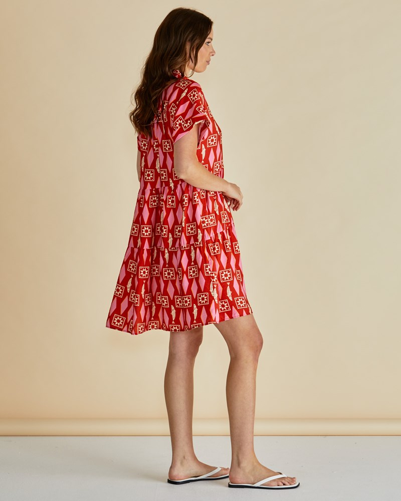 Copacabana Shirt Dress - Sardinia Geo Print  Red