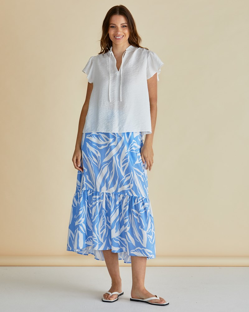 Betty Basics Maggie Skirt - Blue Abstract Print (view 4)
