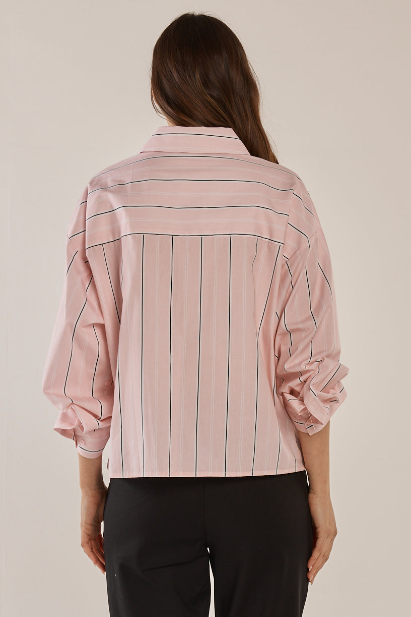 Betty Basics Coco Stripe Shirt - Choc Pink Stripe (view 4)