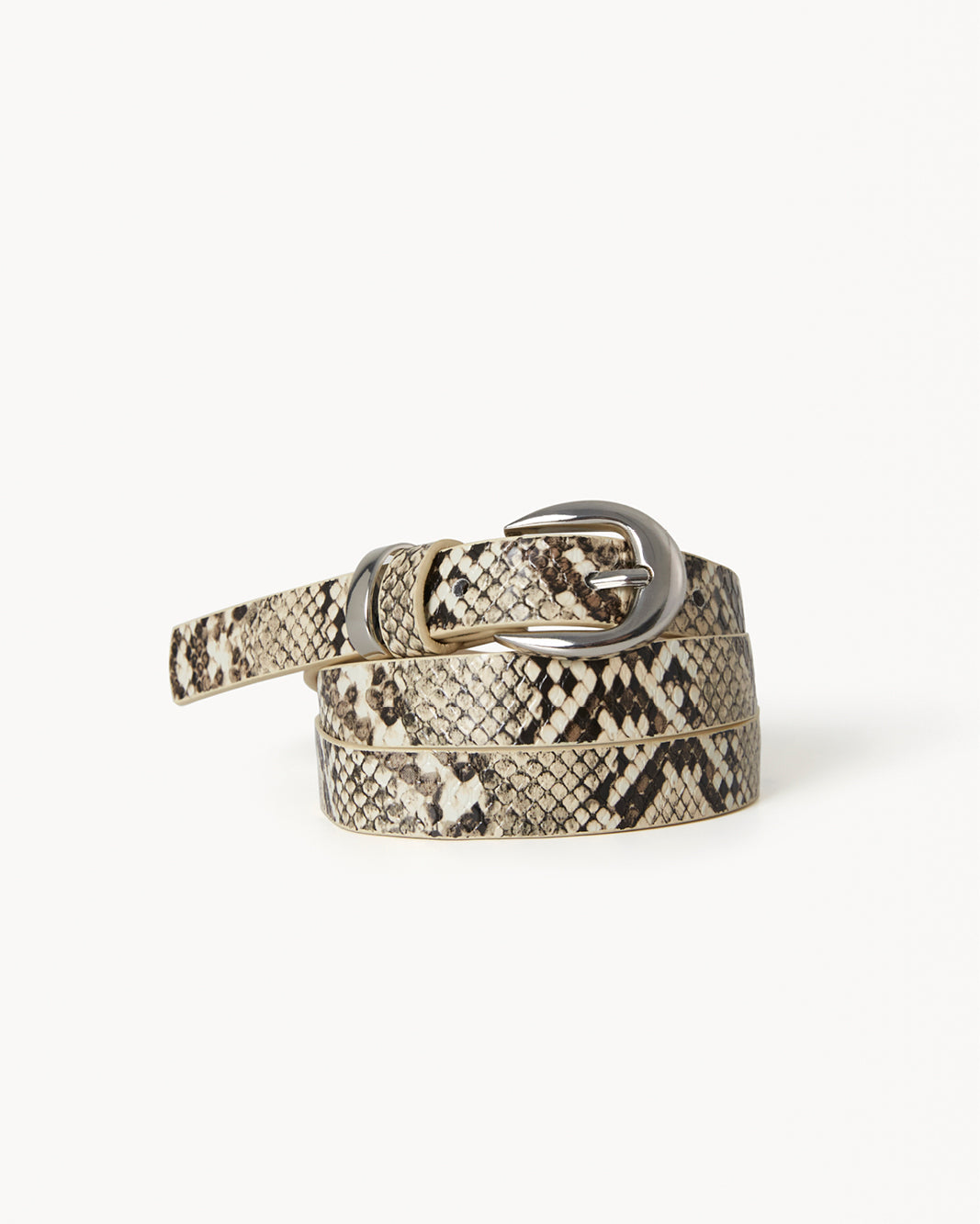 Bella Belt - Cream Snake / Silver