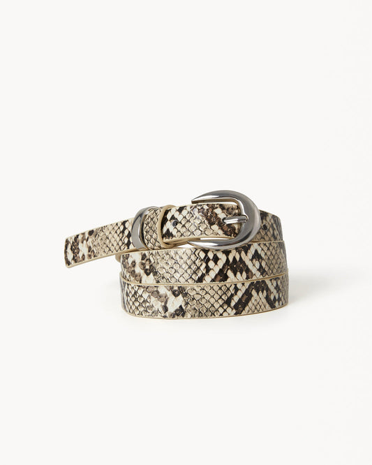 Bella Belt - Cream Snake / Silver