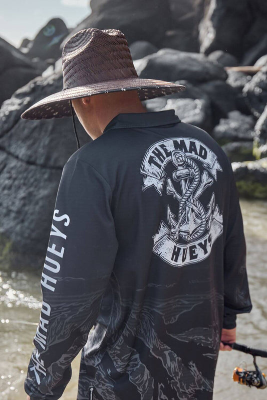 Anchor Bones UPF 50+ Fishing Jersey - Black
