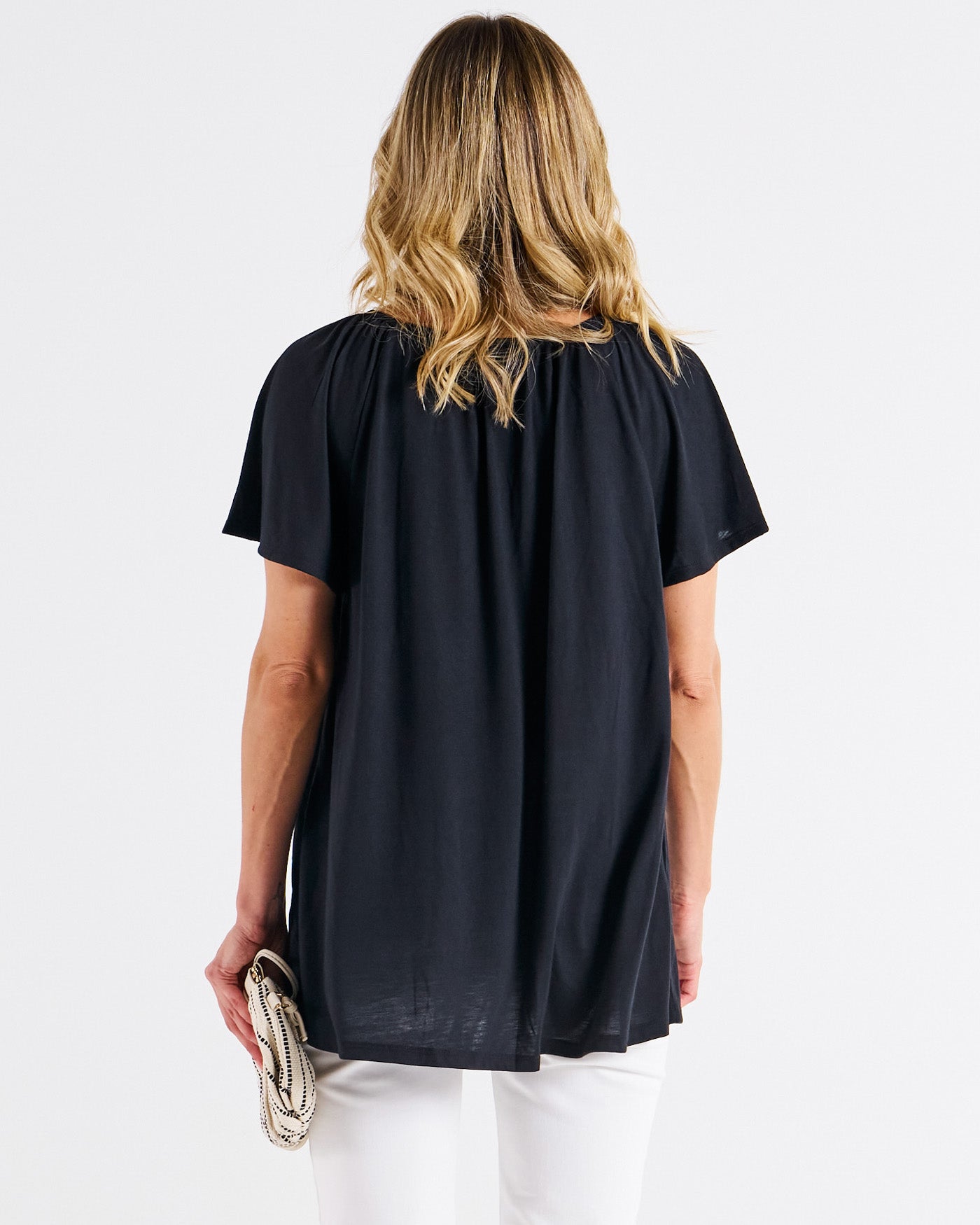 Coral Shirred Tee - Black