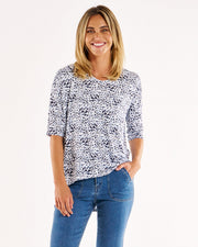 Brielle Bamboo V-Neck Tee - Snow Leopard - Catani Clothing