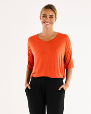 Brielle Bamboo V-Neck Tee - Burnt Ochre - Catani Clothing