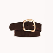 Carter Belt - Dunkelbrauner Wildleder / Gold