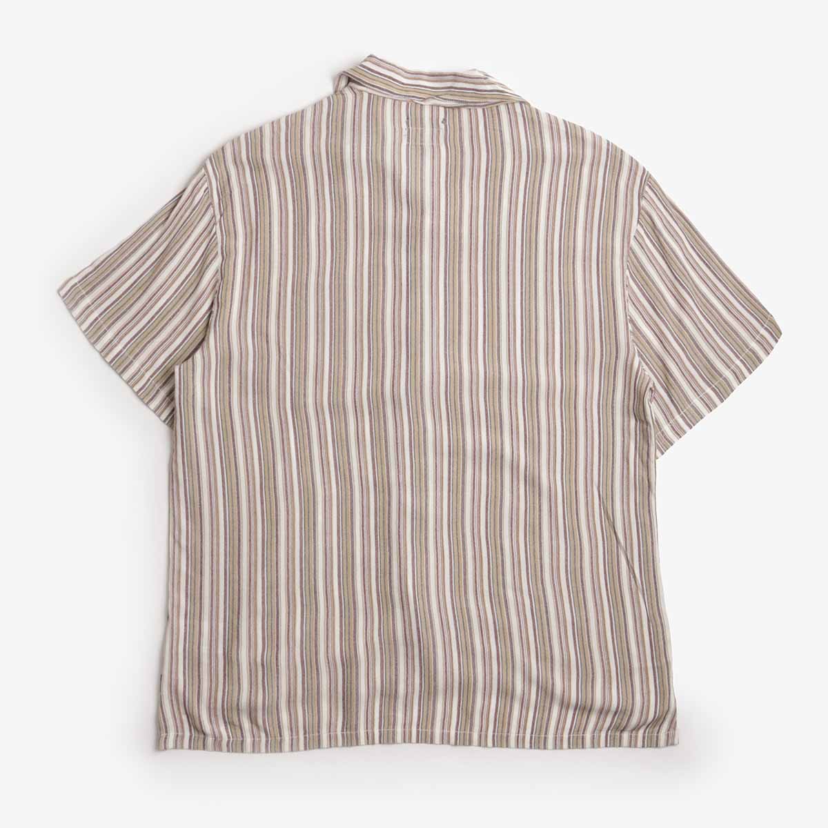 Brixton Bunker Twisted Stripe Short Sleeve Shirt in robust red - back