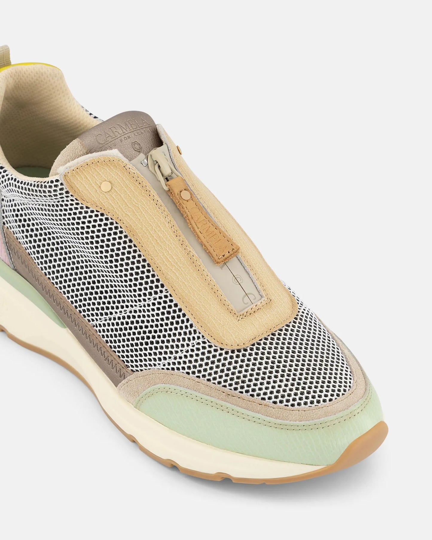Zip Front Trainer - Aqua Leather / Mesh