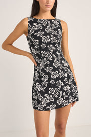 Roselle Tie Back Mini Dress - Roselle Floral - Catani Clothing