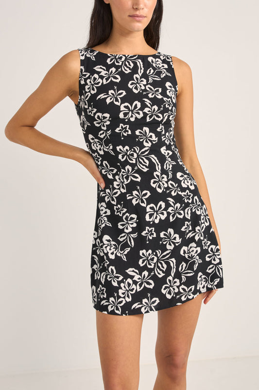 Roselle Tie Back Mini Dress - Roselle Floral