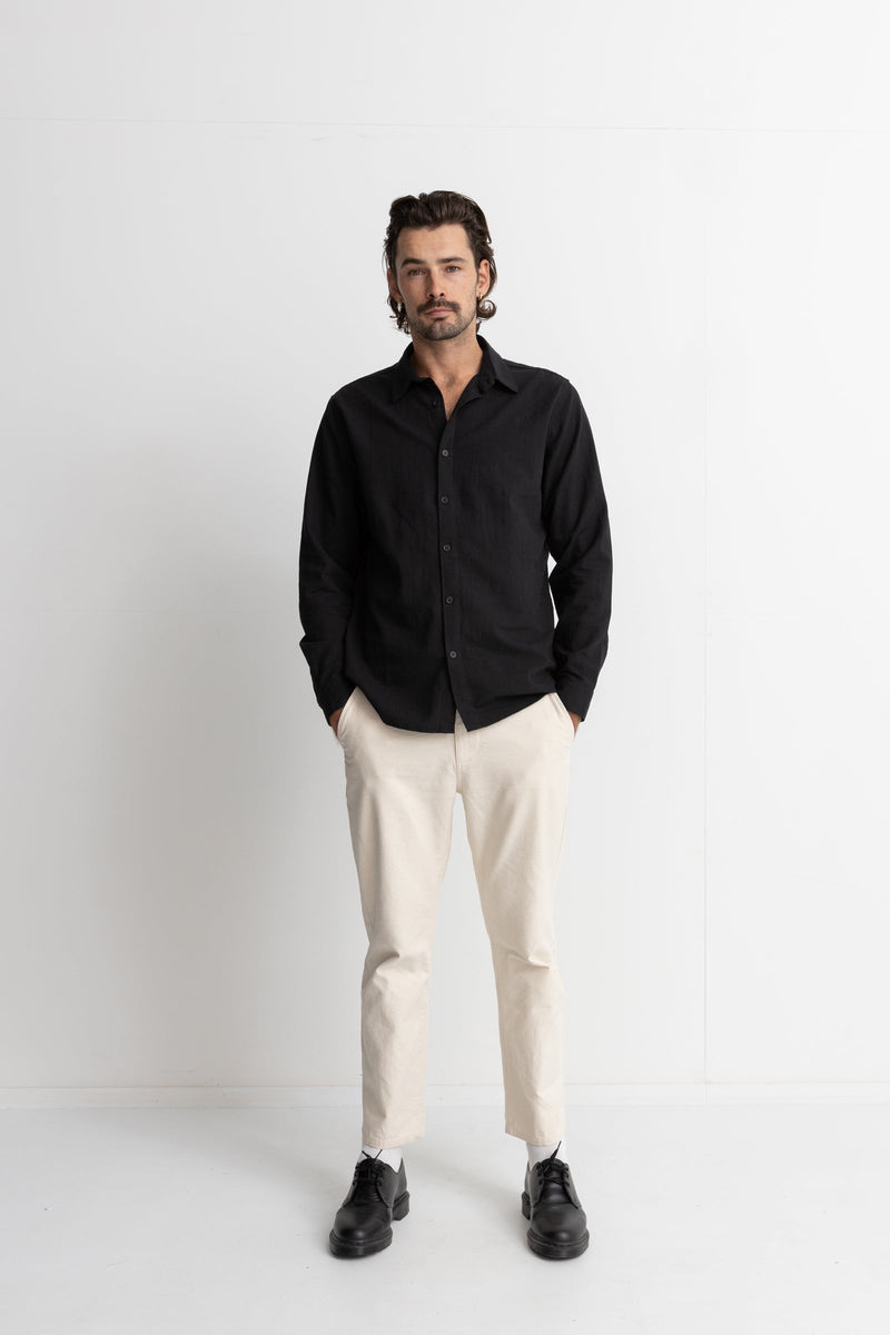 Classic Linen Long Sleeve Shirt - Vintage Black