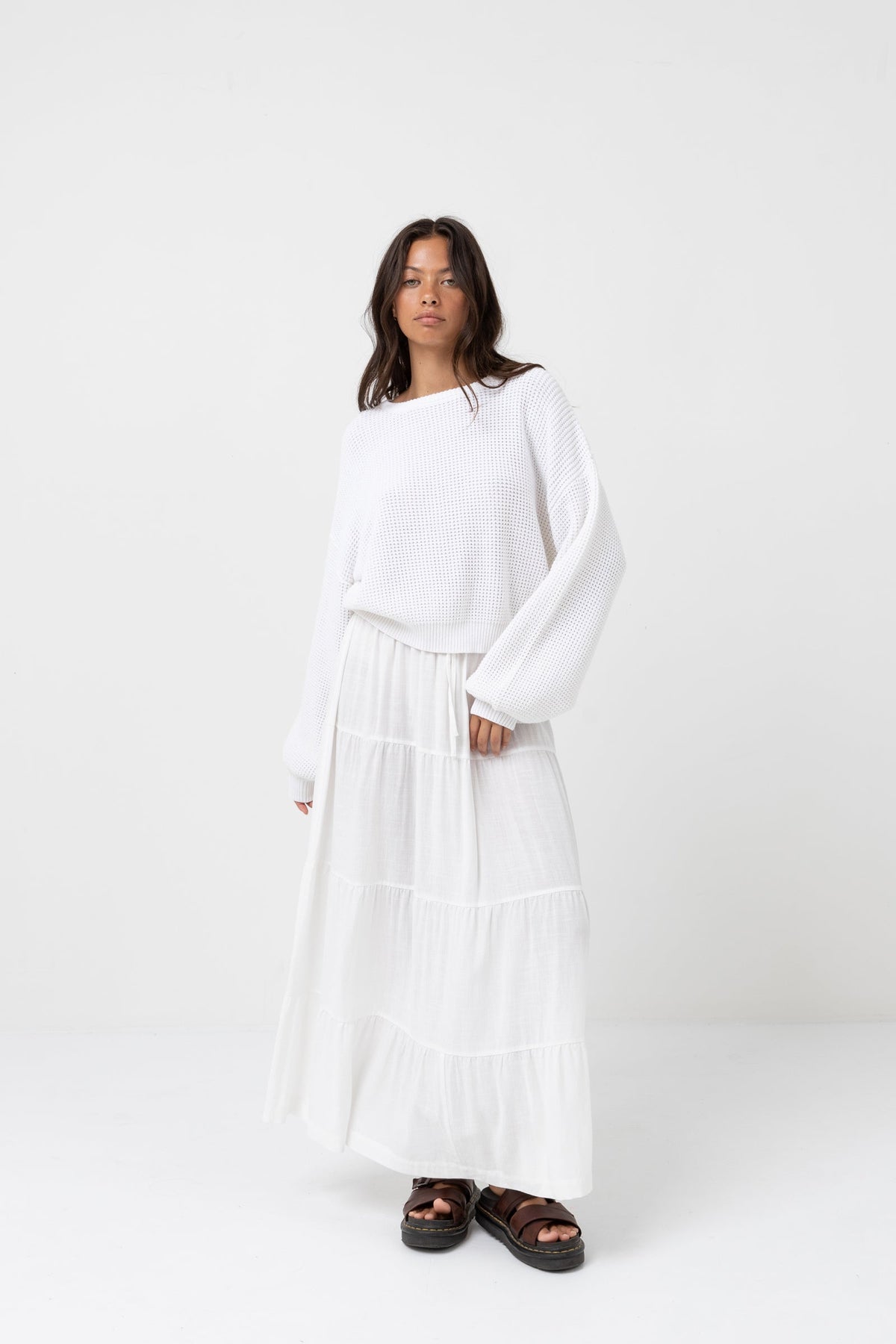 Rhythm Classic Knit Jumper - White (view 5)
