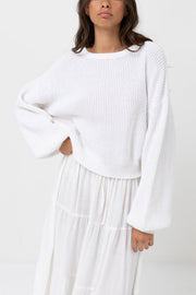 Classic Knit Jumper - White - Catani Clothing