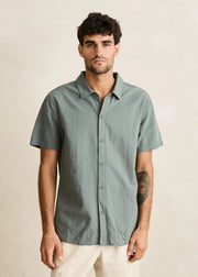Classic Linen Short Sleeve Shirt - Silver Pine - Catani Clothing