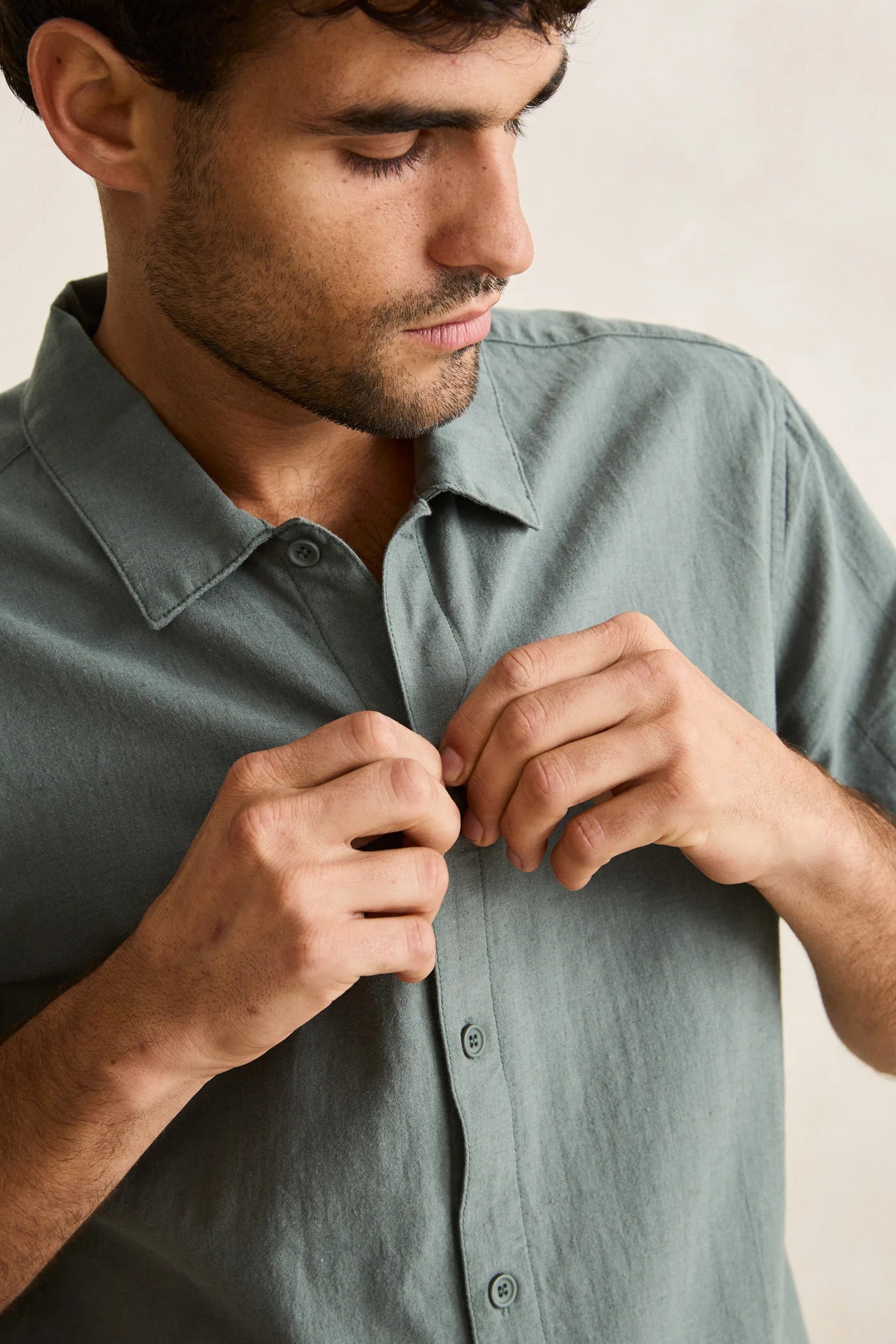 Classic Linen Short Sleeve Shirt - Silver Pine