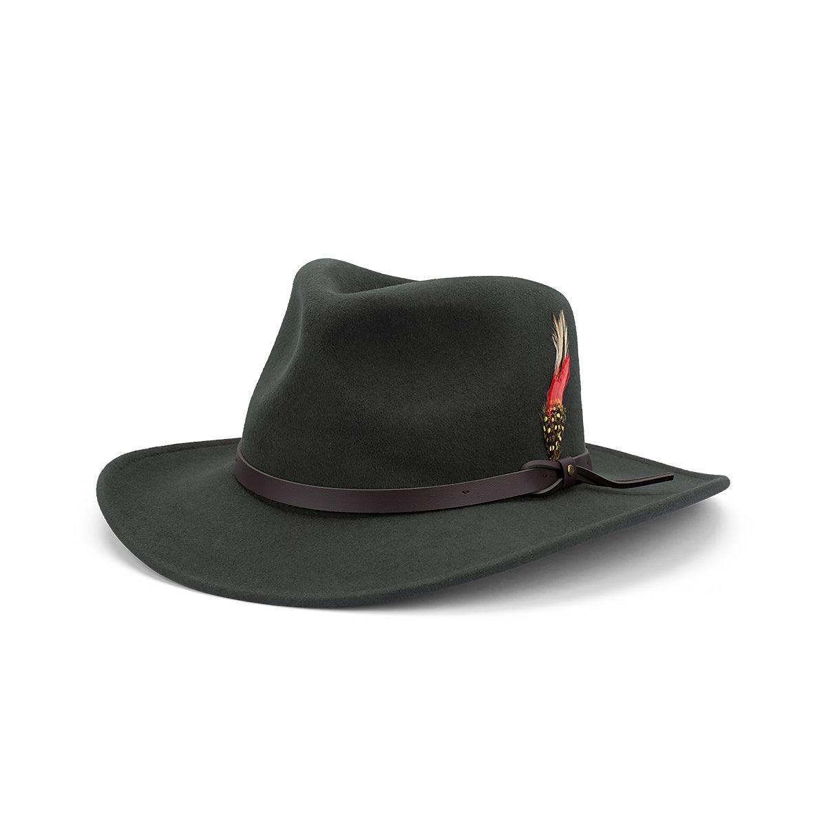 Avenel Ziggy crushable wool felt outback hat in olive