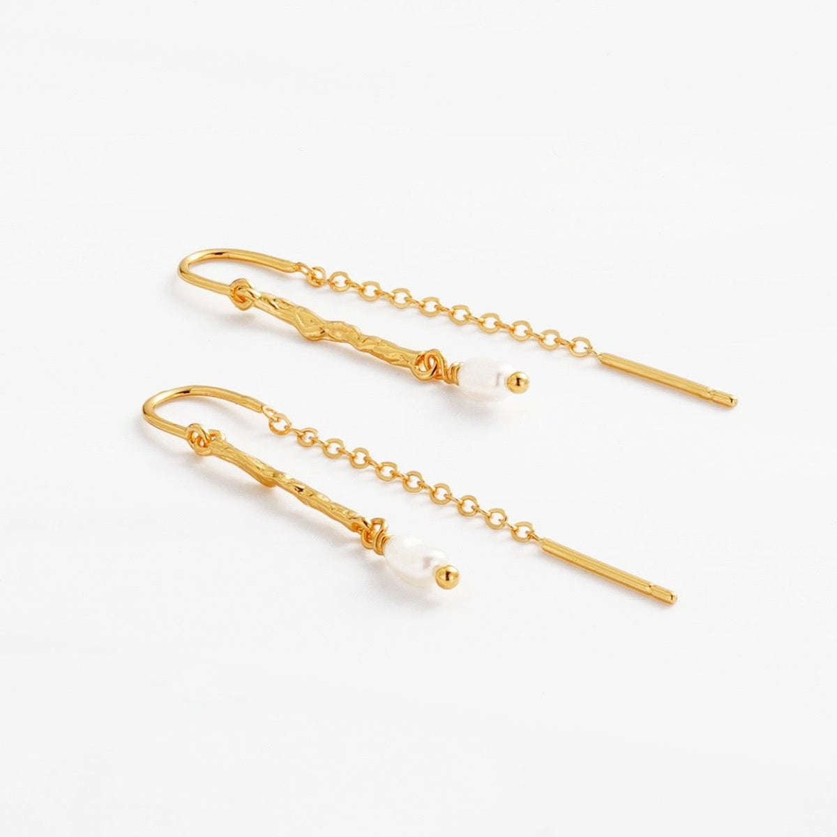Zafino Alessia Thread Earring in Gold - worn