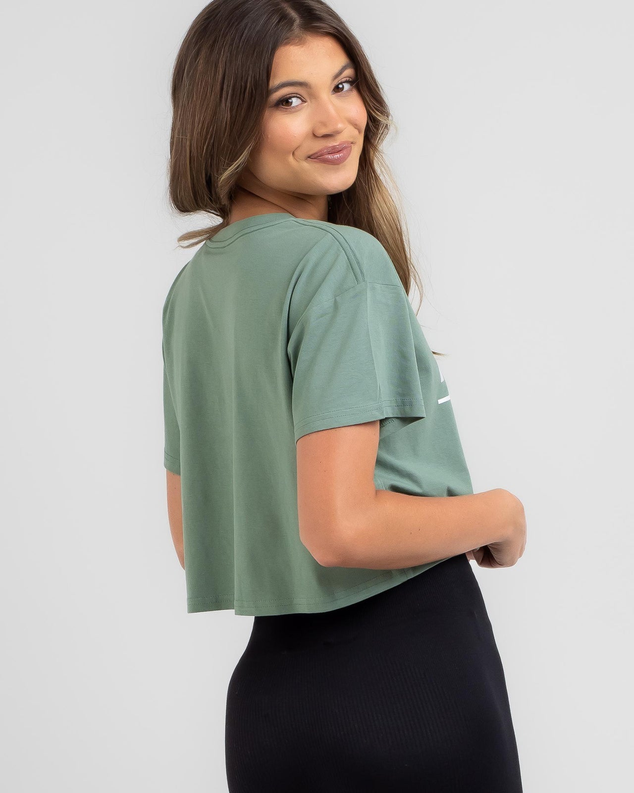 Fox Pinnacle Crop Tee - Sage (view 3)