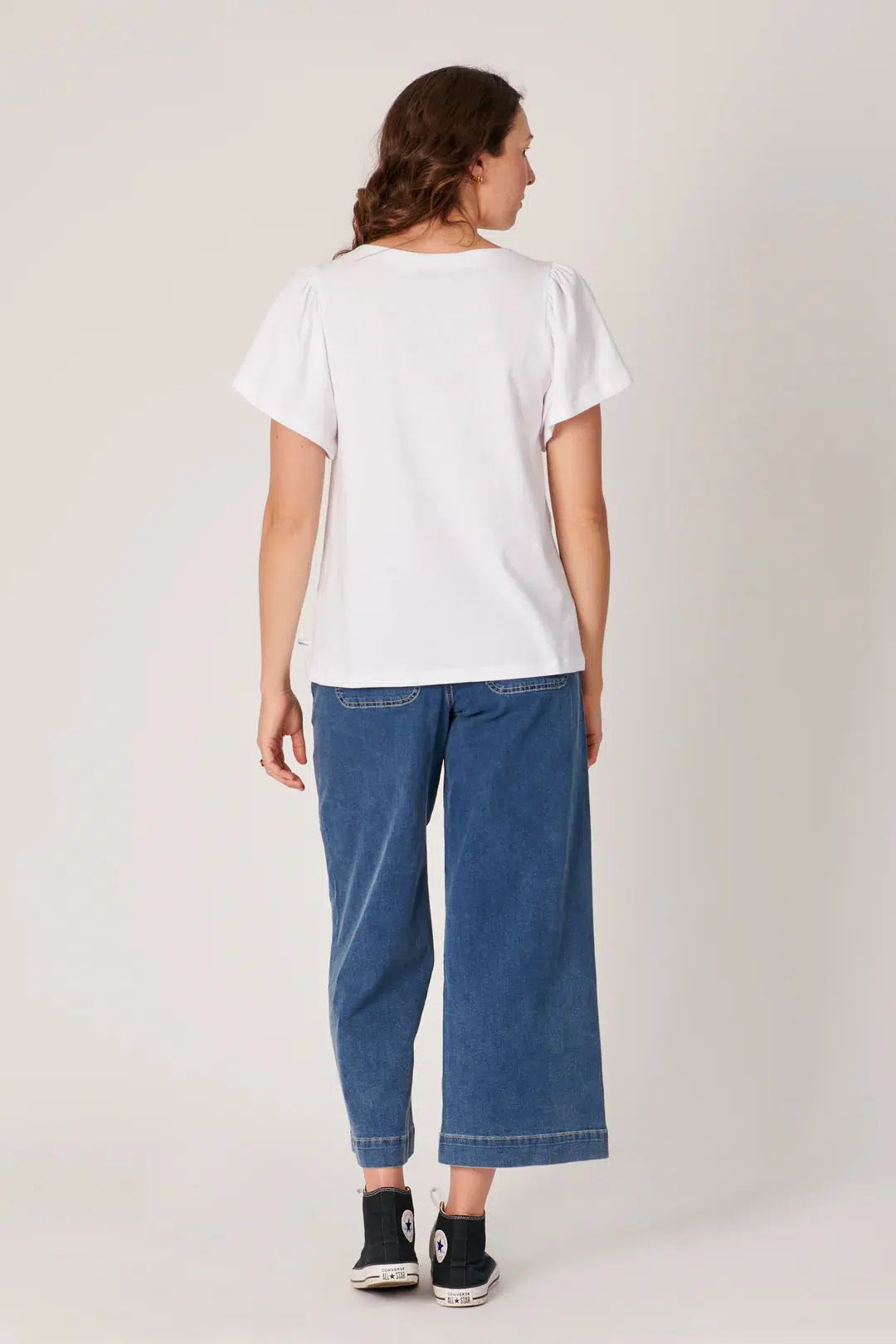 Flutter Sleeve Tee - White - Catani Clothing