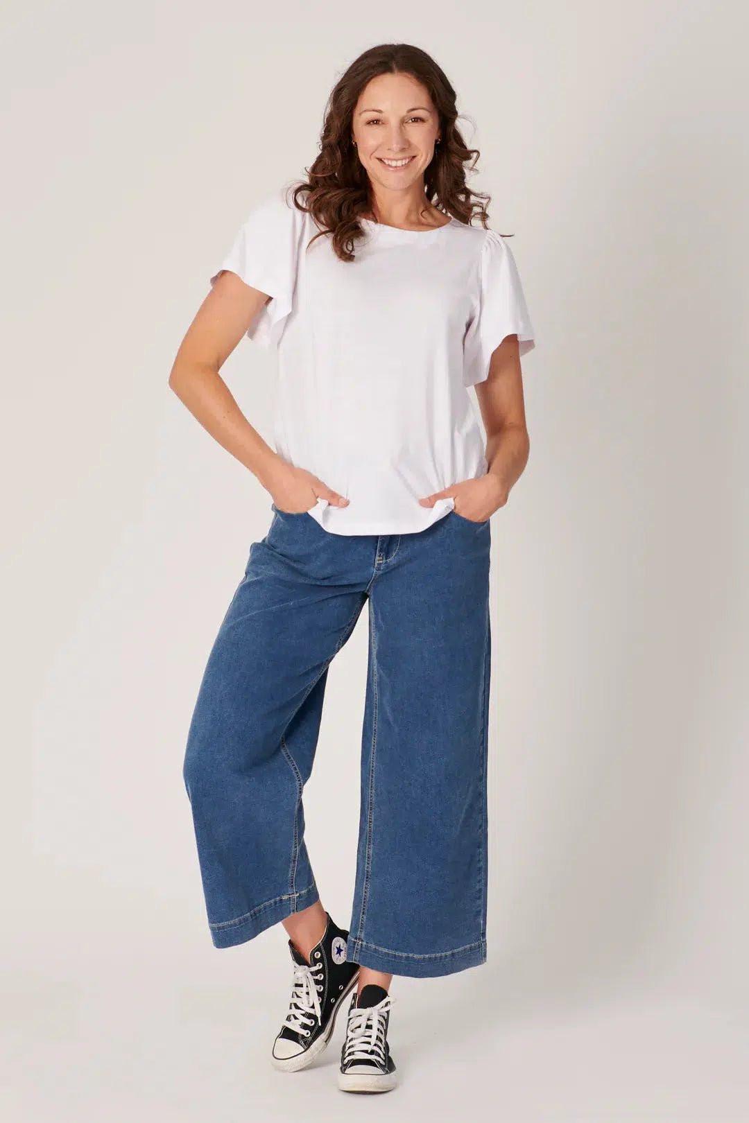 Flutter Sleeve Tee - White - Catani Clothing