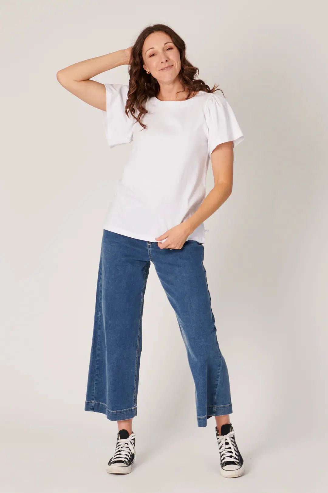 Flutter Sleeve Tee - White - Catani Clothing
