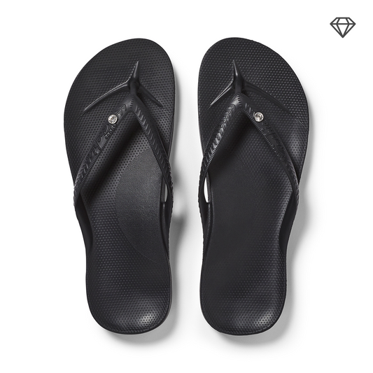 Arch Support Thongs - Classic - Crystal Black - Catani Clothing