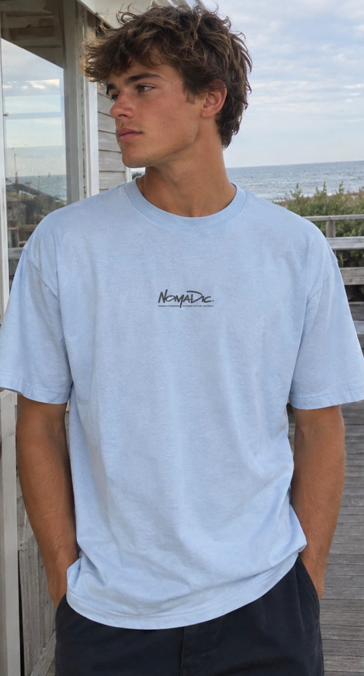 Nomadic Big Sur relaxed tee in ice water blue, front view
