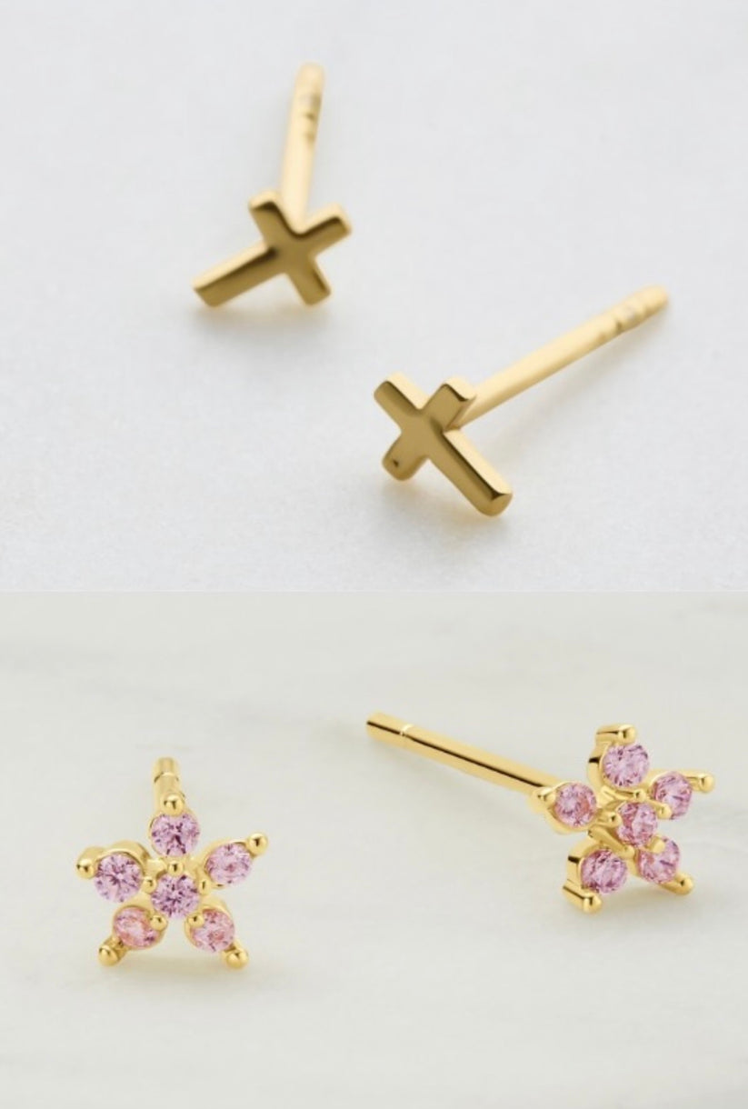 Zafino Amelia Cross Stud Set - Gold (view 2)