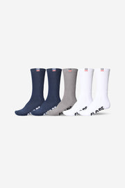 Woven Logo Hi Crew Sock 5pk - Assorted - Catani Clothing