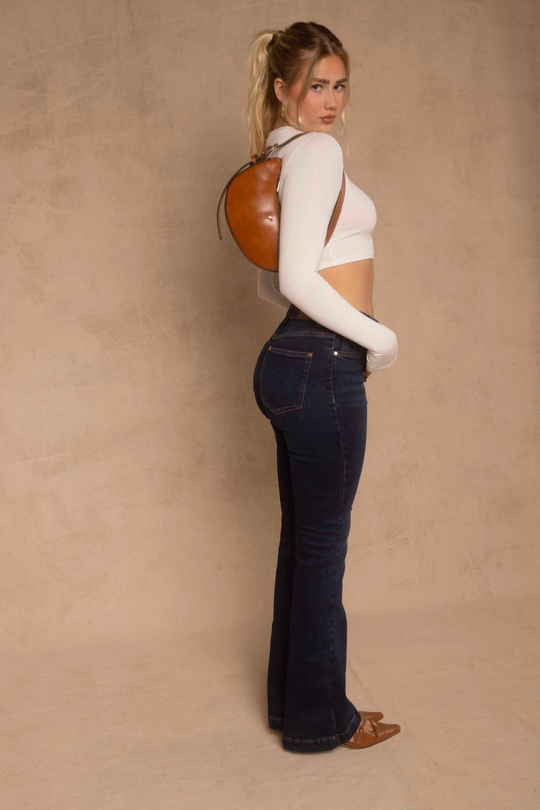 Goldie Eyelet Shoulder Bag - Tan PU / Gold