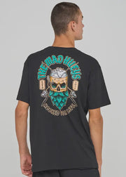 The Mad Hueys Frothin Hooked For Life Short Sleeve Tee Black - front view
