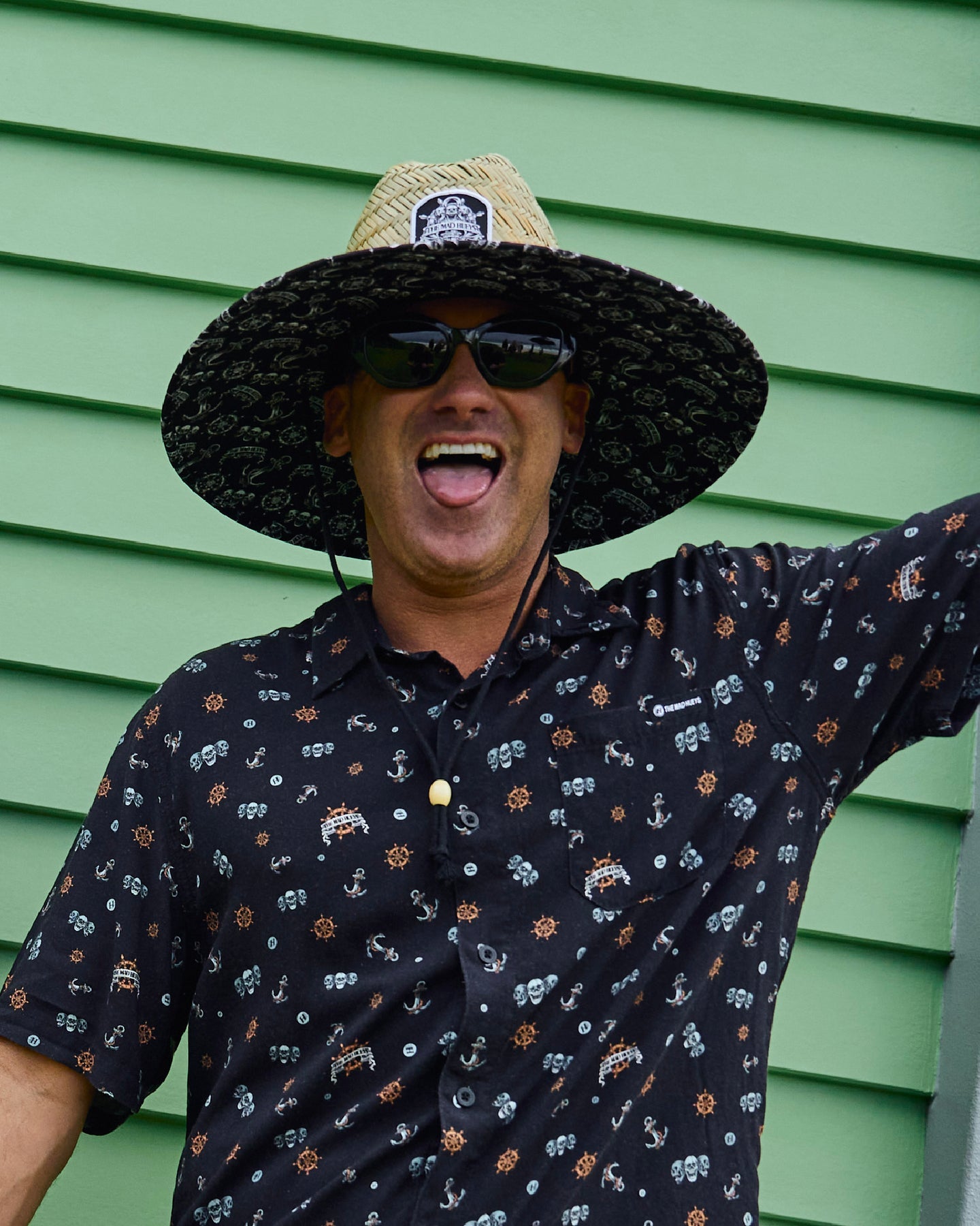 The Mad Hueys Triple Anchor Straw Hat Natural - underbrim detail
