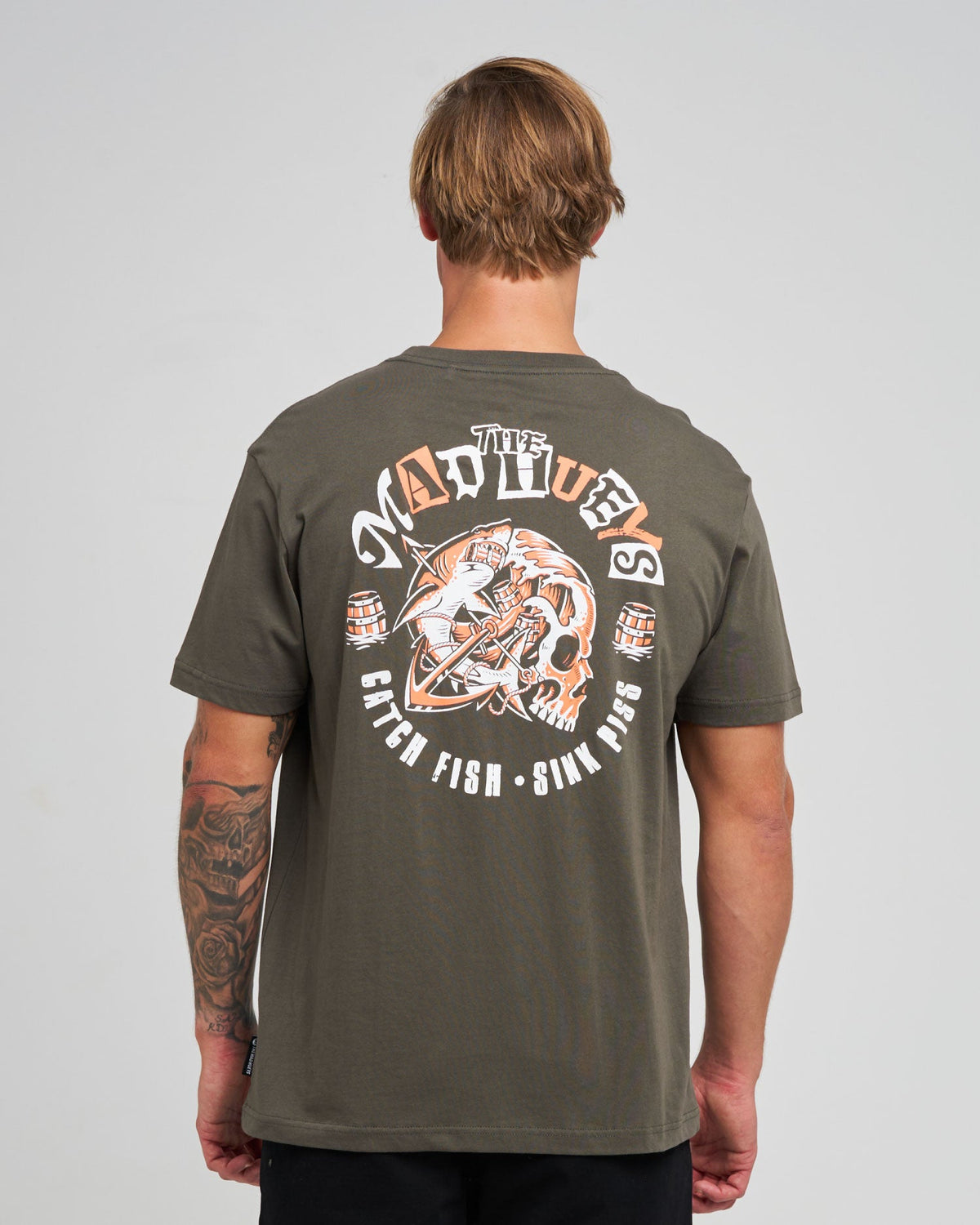 Charcoal Catch Fish tee back print