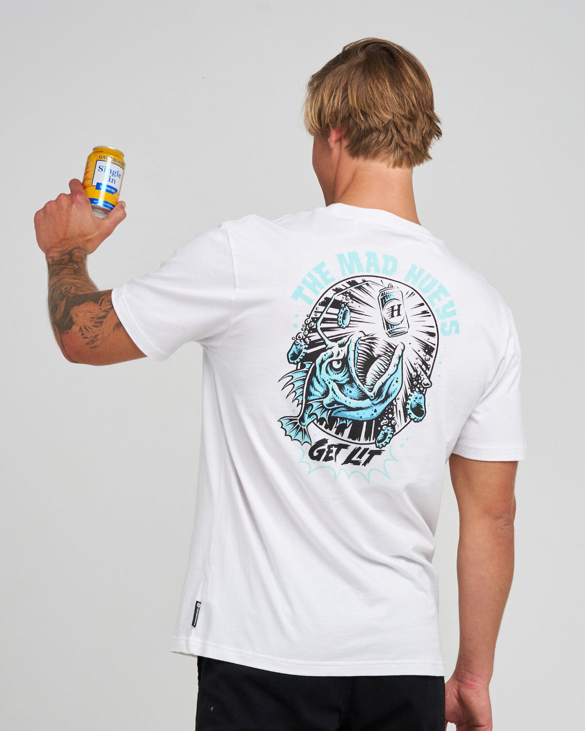 White Get Lit tee back print