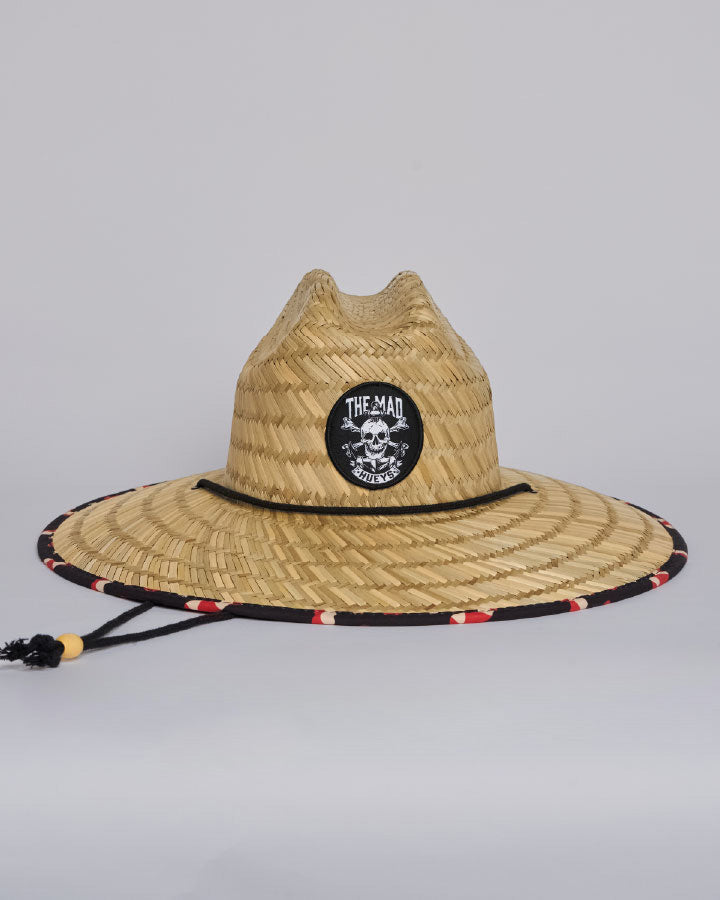 The Mad Hueys Anchor Skull natural straw lifeguard hat