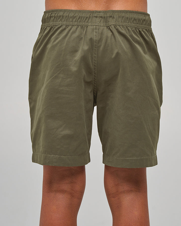 Olive youth volley short detail